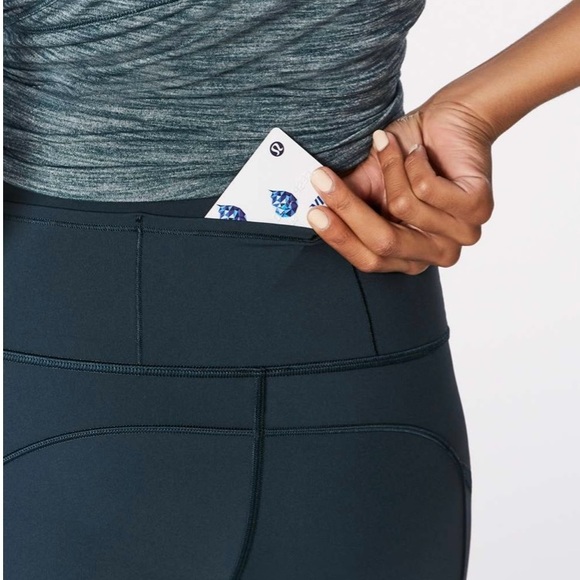 Lululemon Fast & Free Crop Leggings Tights Nulux Noctural Teal Sz. 6 - Picture 5 of 11